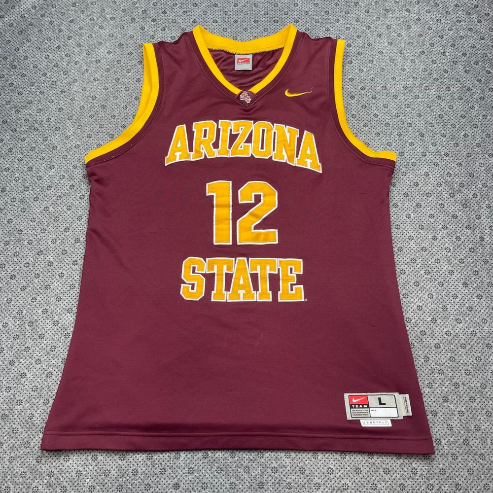 Vintage Nike Arizona State Sun Devils Basketball Jersey Maroon Mens Large 12 ASU